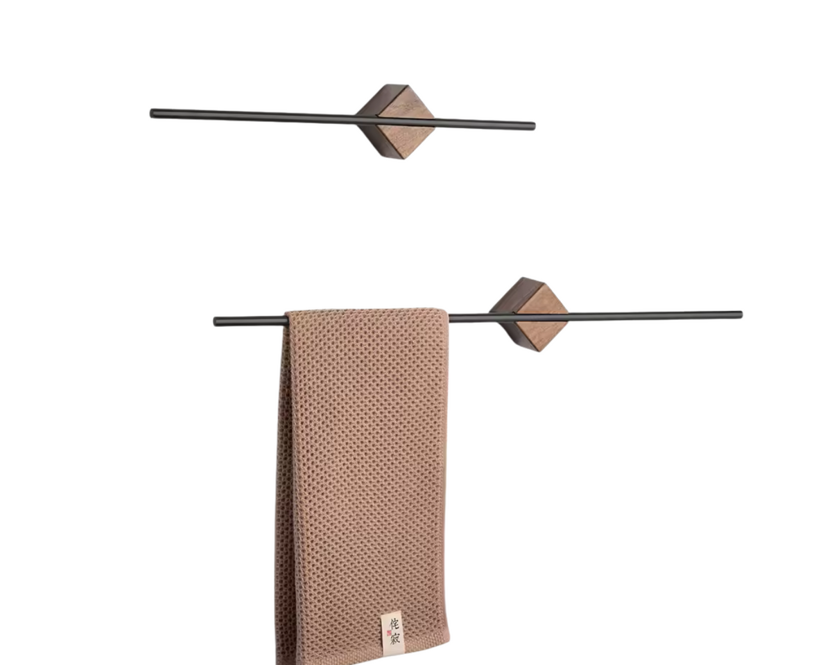 LuxWood Inox – Toalheiro de Parede com Acabamento em Nogueira
