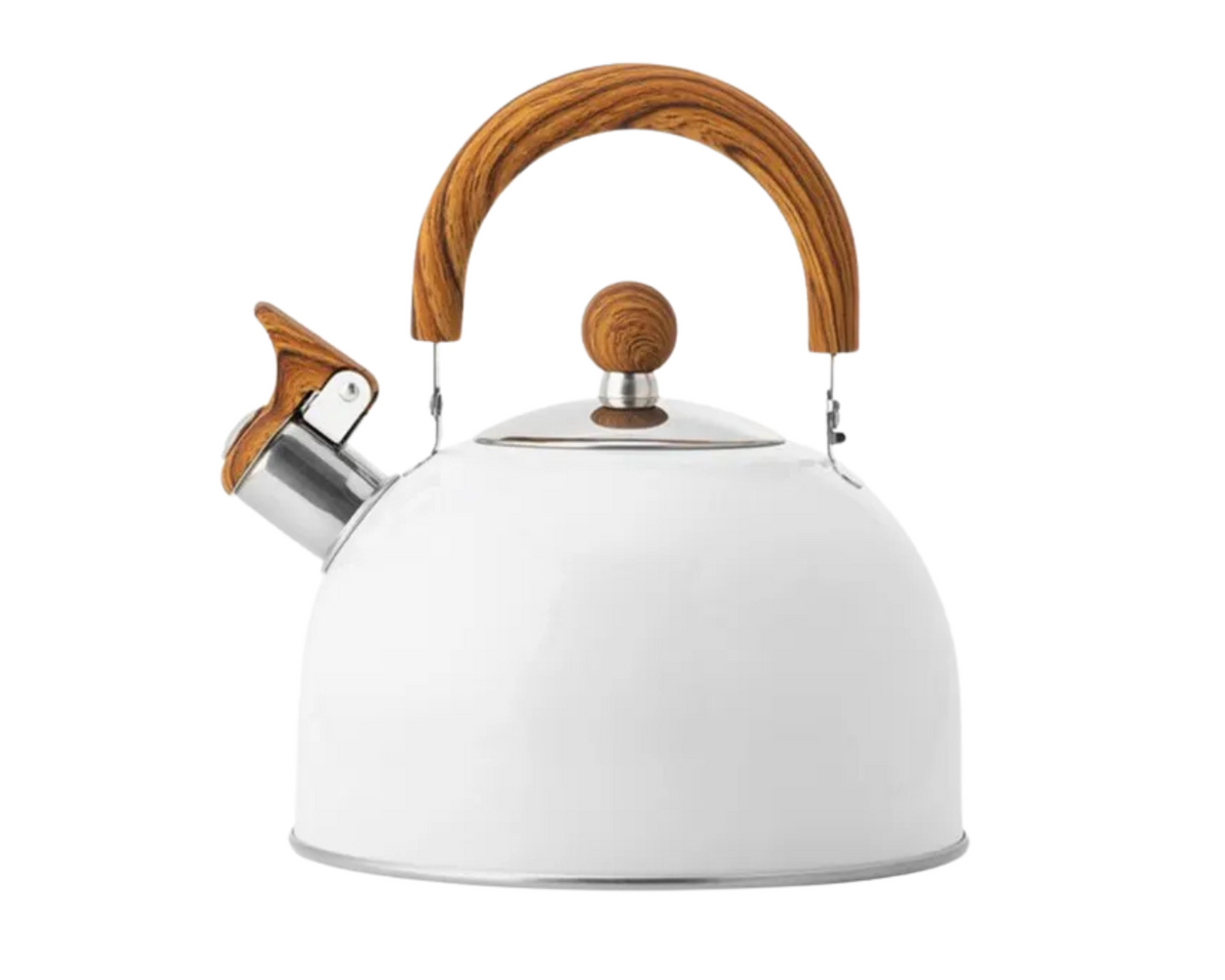 Auréa™ – Chaleira de Aço Inoxidável com Apito 2,5L / 3L – Fundo Reforçado para Fogão a Gás e Indução
