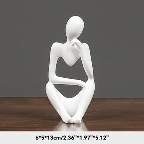 Escultura Abstrata "O Pensador" em Cor Areia