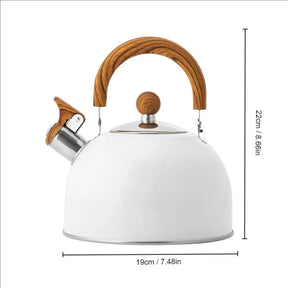 Auréa™ – Chaleira de Aço Inoxidável com Apito 2,5L / 3L – Fundo Reforçado para Fogão a Gás e Indução