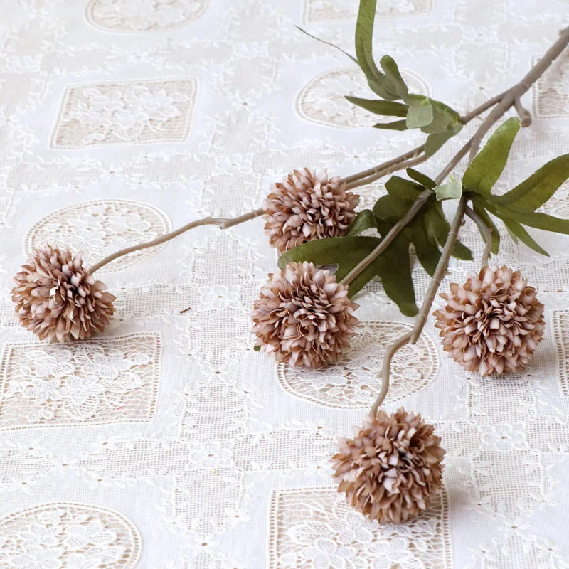 Buquê de Flores Artificiais de Dente-de-Leão com 5 Cabeças