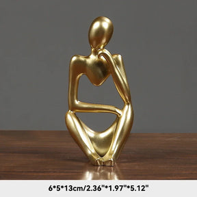 Escultura Abstrata "O Pensador" em Cor Areia