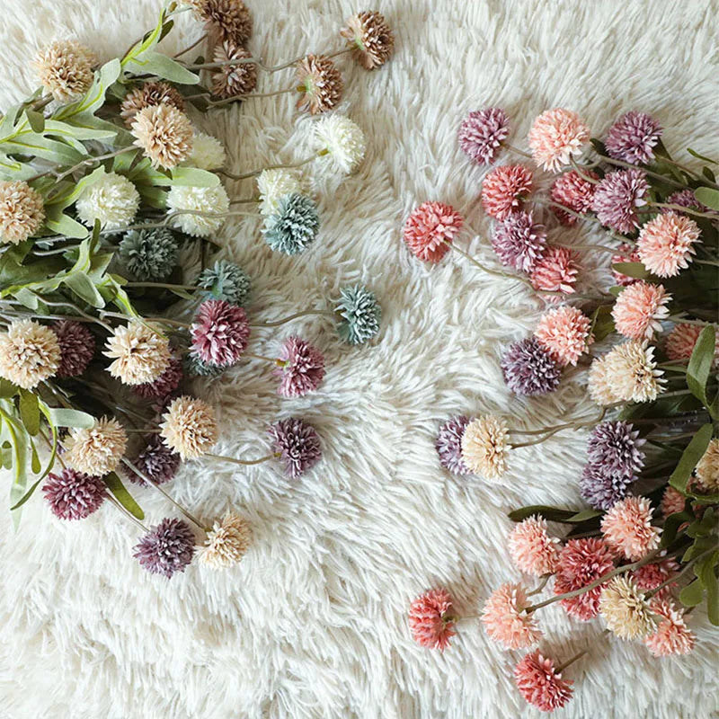 Buquê de Flores Artificiais de Dente-de-Leão com 5 Cabeças