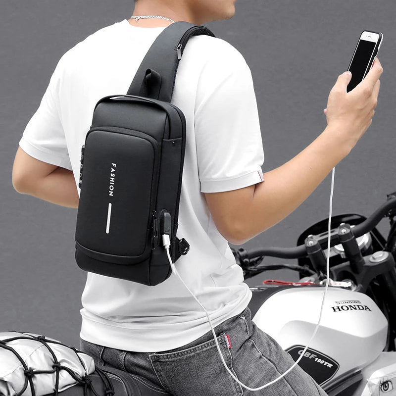 FlexGuard™ – Bolsa Masculina Antifurto com Entrada USB Integrada