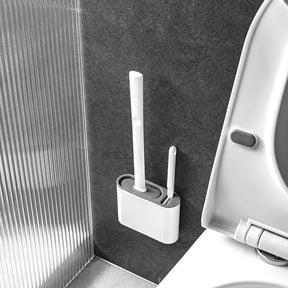 Escova Sanitária Flex WC – Silicone Antibacteriano com Suporte de Parede