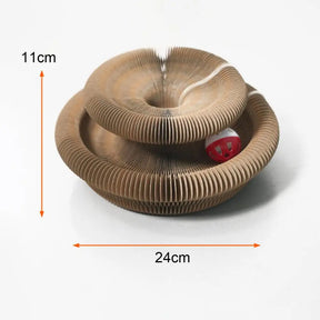 Flexmiau™ – Brinquedo Sanfona Interativo para Gatos com Bola – Arranhador Dobrável em Papelão Estilo Colmeia
