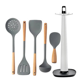 Espátula de Silicone com Cabo de Madeira para Cozinha