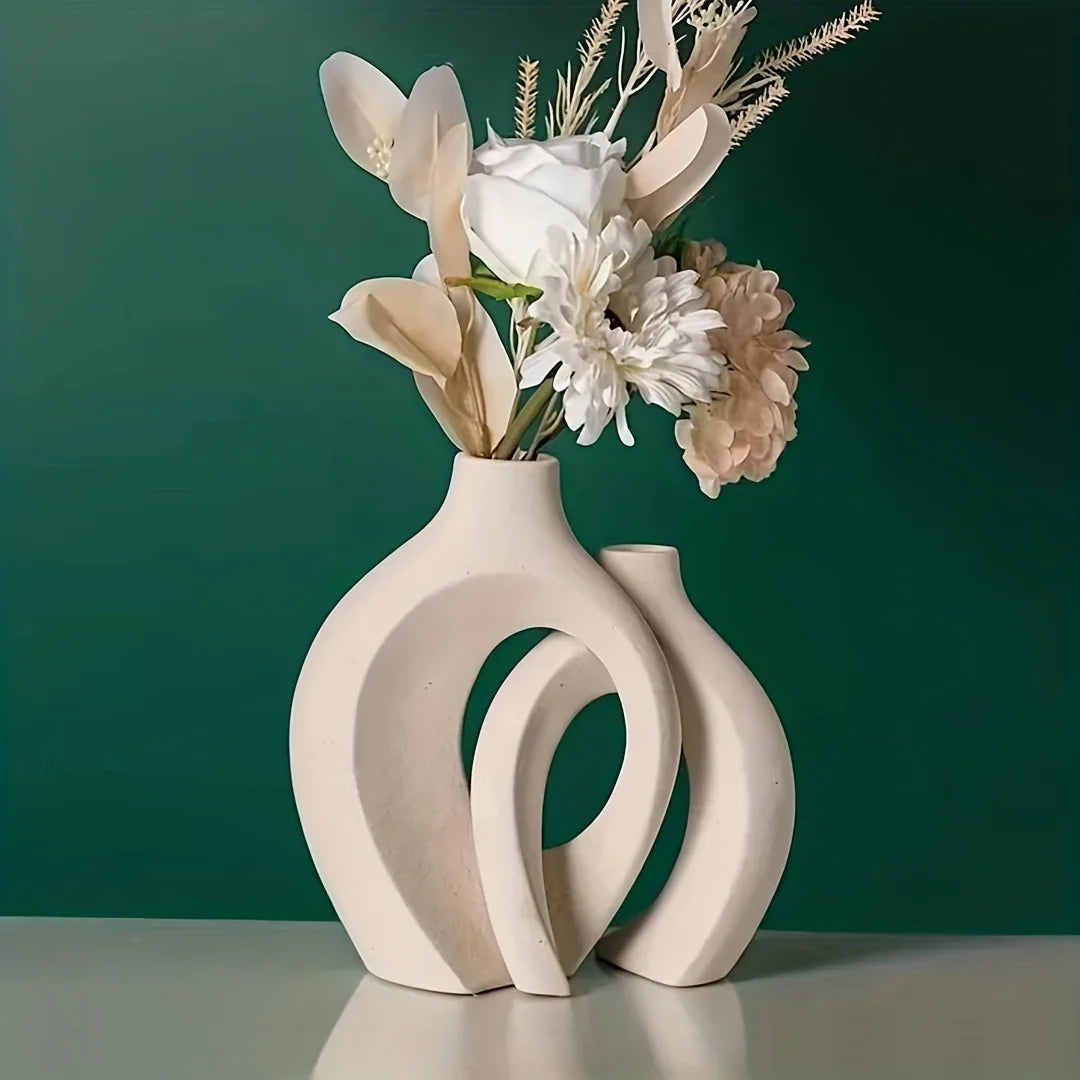 Hölma™ – Conjunto de Vasos de Cerâmica Vazados Estilo Nórdico
