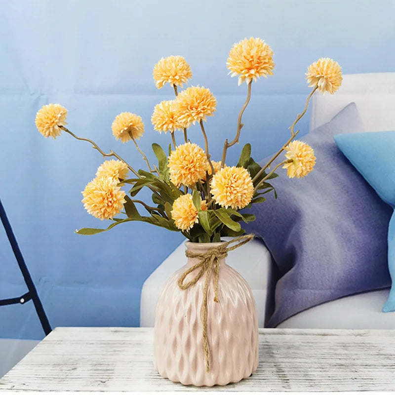 Buquê de Flores Artificiais de Dente-de-Leão com 5 Cabeças