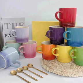 Caneca Macaron Glow – Caneca de Cerâmica Colorida 350ml com Degradê Estilo Macaron