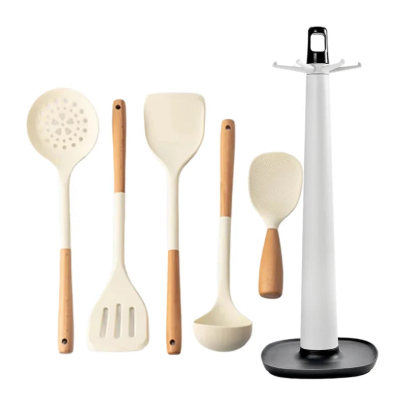 Espátula de Silicone com Cabo de Madeira para Cozinha