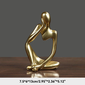 Escultura Abstrata "O Pensador" em Cor Areia