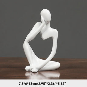 Escultura Abstrata "O Pensador" em Cor Areia