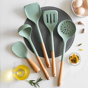 Espátula de Silicone com Cabo de Madeira para Cozinha