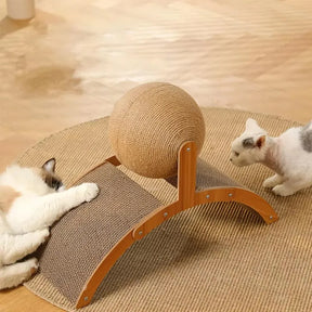 Felinn™ – Arranhador de Madeira com Bola de Sisal 2 em 1 para Gatos