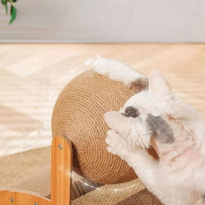 Felinn™ – Arranhador de Madeira com Bola de Sisal 2 em 1 para Gatos