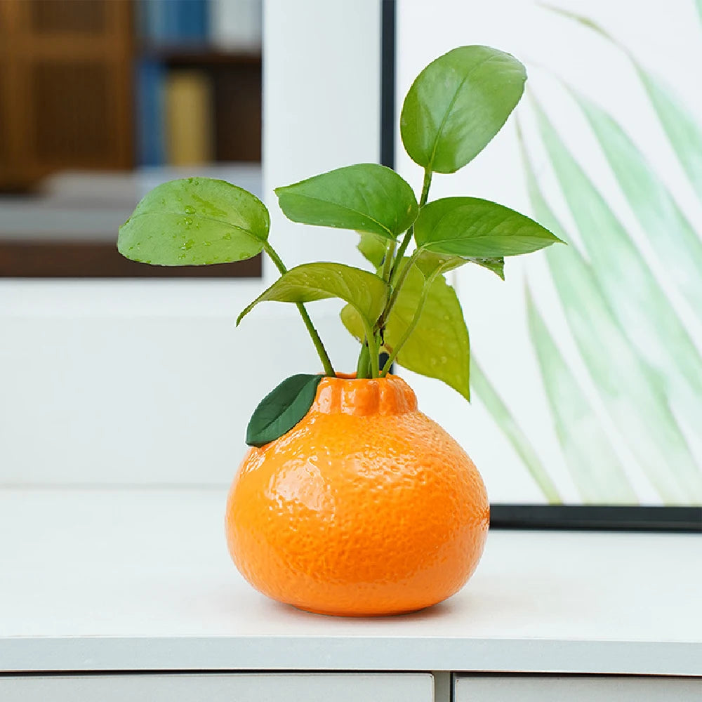 Vaso Decorativo em Cerâmica em Formato de Laranja